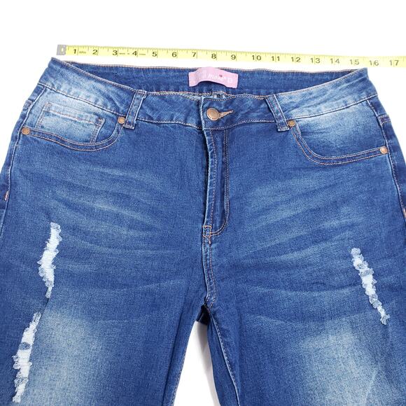 K's More Destressed Raw Hem Skinny Medium Wash Denim Jeans Women's Size 13 - Picture 6 of 9